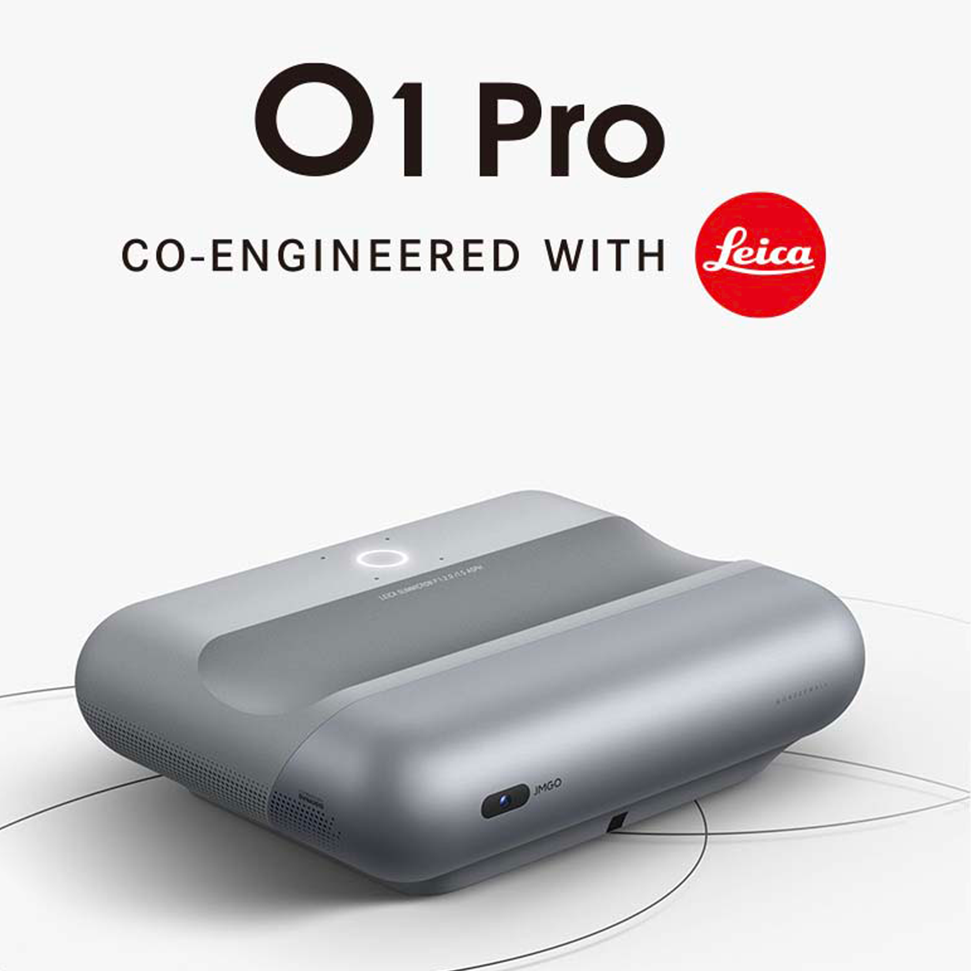 JMGO O1 Pro 超短焦智能投影機, 支援4K視訊, 搭載LEICA設計鏡頭和Dynaudio雙揚聲器, 提供80-120英吋投影尺寸, 1500 ANSI流明亮度, 牆面色彩校準技術和低藍光模式