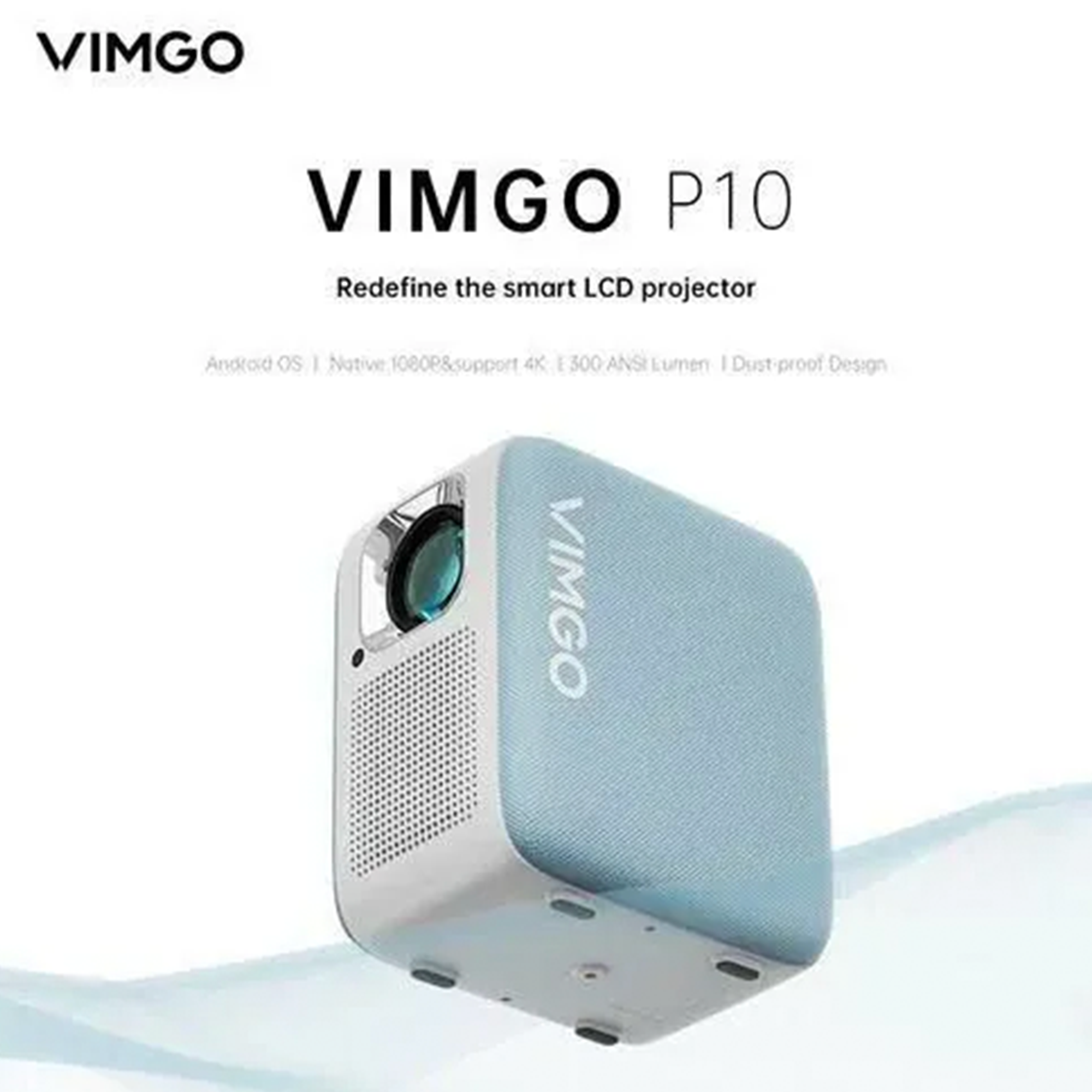 VIMGO P10 Smart Mini 家用投影機, 支援4K視訊和Android 9.0系統, 10000 ANSI流明亮度, 40-120英吋投影尺寸, 高性價比多功能投影儀